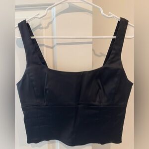 Aritzia Wilfred Satin Black Crop Top - Size Medium